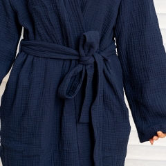 Dark blue linen robe