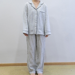 pencil stripe women linen shirt pajamas set