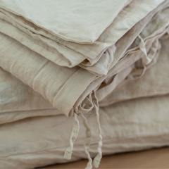 Sand field linen duvet cover set