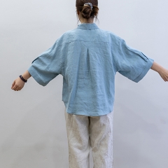 sky blue women linen shirt