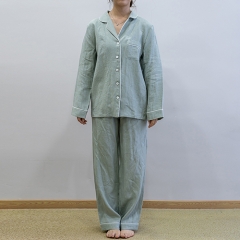 sage green women linen shirt pajamas set