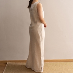 natural low neck dress woman dress