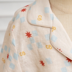 Peach wood summer sun printed kids linen top shirt