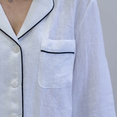 white women linen shirt pajamas set