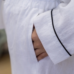 white women linen shirt pajamas set