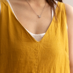 apricot v neck woman jumpsuit