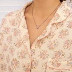 printed floral pattern women linen shirt pajamas set