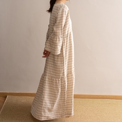 Natural gingham woman casual dress