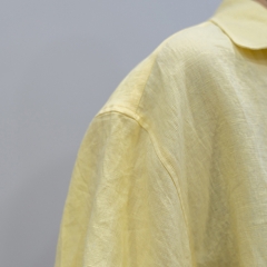 yellow 3/4 sleeve women linen shirt