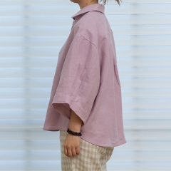 Light purple women linen shirt