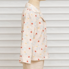 Peach wood summer sun printed kids linen top shirt