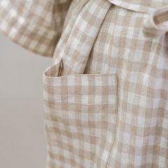 Natural gingham linen robe