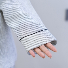 pencil stripe women linen shirt pajamas set