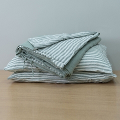 turquoise stripe linen duvet cover set