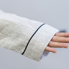 grey women linen shirt pajamas set