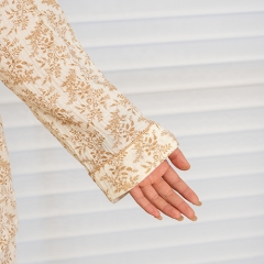 white printed pattern women linen shirt pajamas set