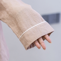 peach wood women linen shirt pajamas set