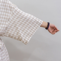 Natural gingham linen robe