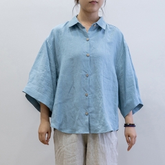 sky blue women linen shirt