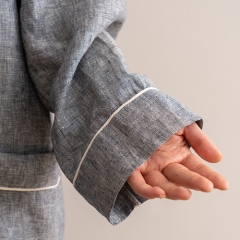 Grey woven linen robe