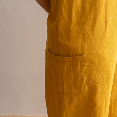 apricot v neck woman jumpsuit