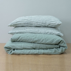 turquoise stripe linen duvet cover set