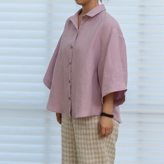 Light purple women linen shirt