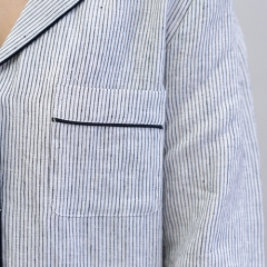 pencil stripe women linen shirt pajamas set