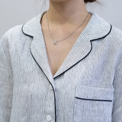 pencil stripe women linen shirt pajamas set