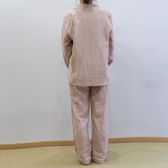 peach wood women linen shirt pajamas set