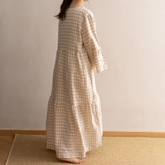Natural gingham woman casual dress