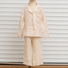 Peach wood kids linen pajamas set