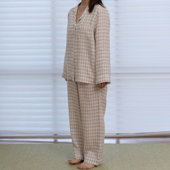 sugar gingham linen shirt pajamas set