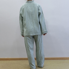 sage green women linen shirt pajamas set
