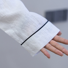 white women linen shirt pajamas set