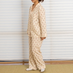 printed floral pattern women linen shirt pajamas set