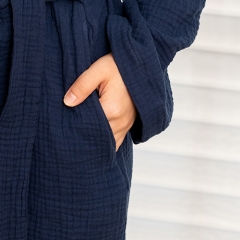 Dark blue linen robe