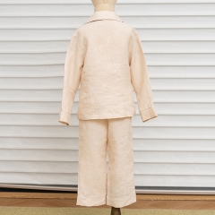 Peach wood kids linen pajamas set