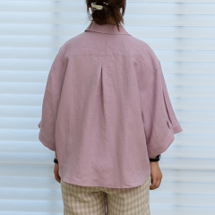 Light purple women linen shirt