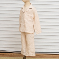 Peach wood kids linen pajamas set