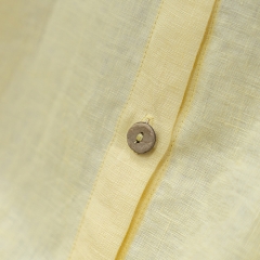 yellow 3/4 sleeve women linen shirt