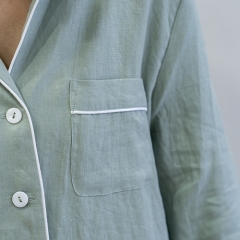 sage green women linen shirt pajamas set