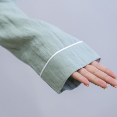 sage green women linen shirt pajamas set