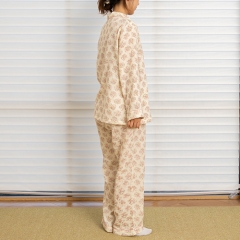 printed floral pattern women linen shirt pajamas set