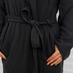 Black linen robe