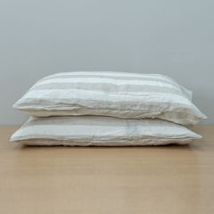 thick white stripe linen duvet cover set