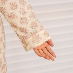printed floral pattern women linen shirt pajamas set