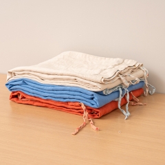 Light pink linen duvet cover set with printed logo