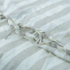 thick white stripe linen duvet cover set
