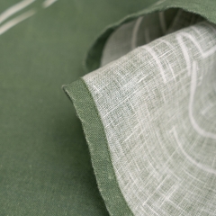 leaf green round linen table cloth set